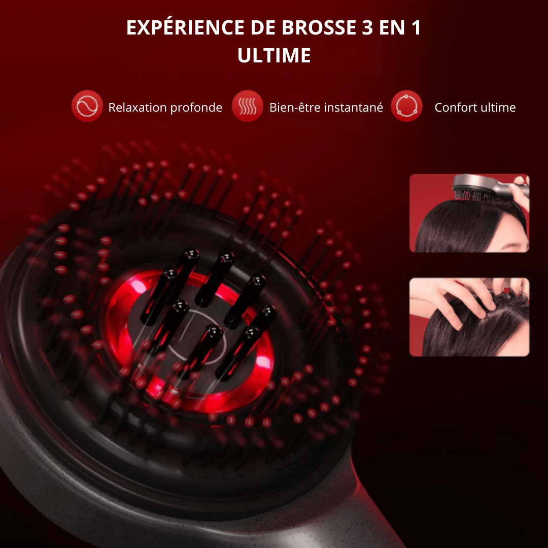 Brosse de luminothérapie massante PRESTIGE® pour le cuir chevelu (Technologie 3 en 1)